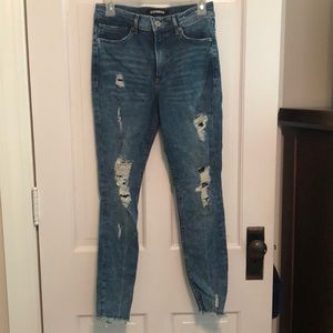 Express High Rise Ankle Legging Distressed Jeans